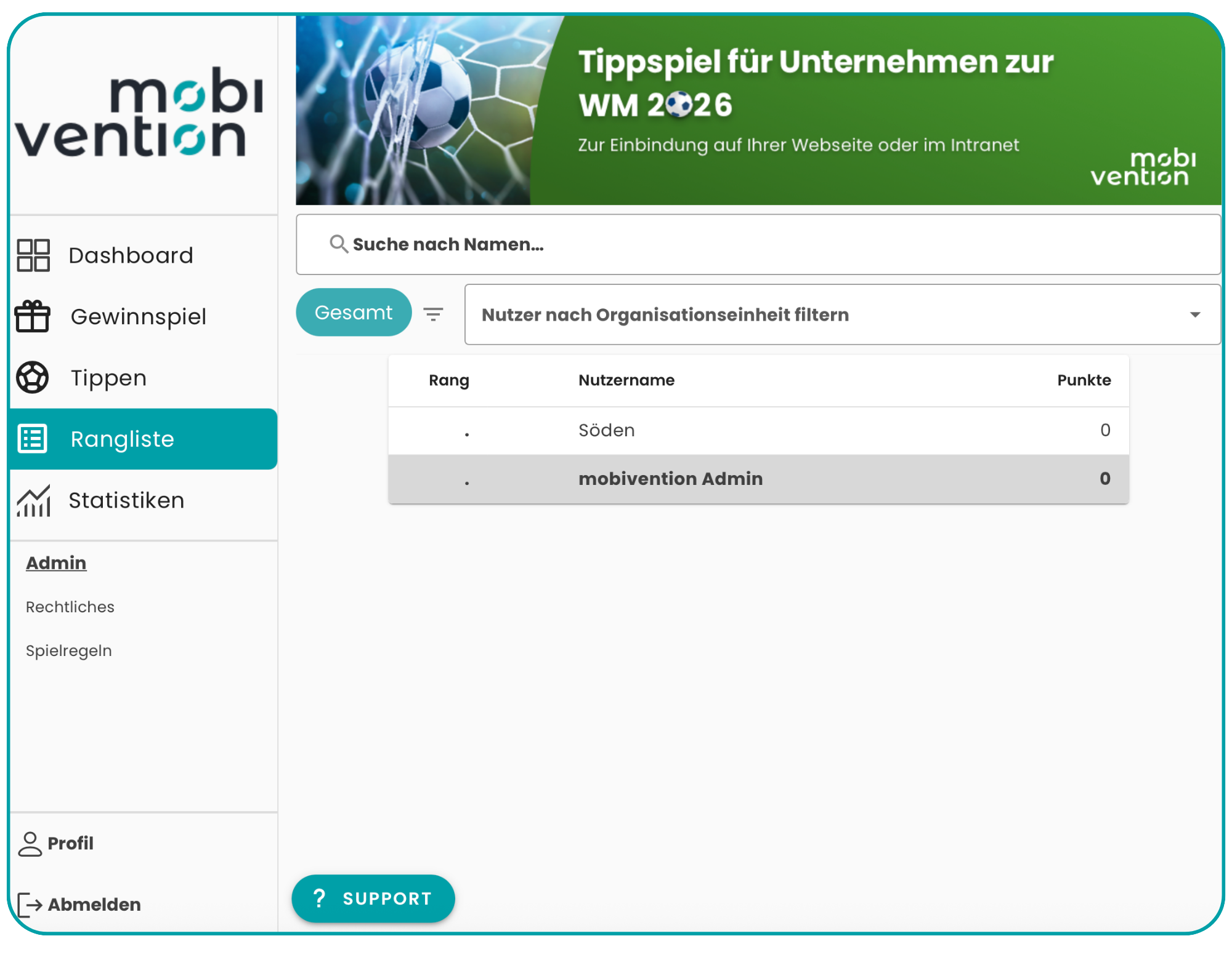 Tippspiel Für Unternehmen Rangliste Screen