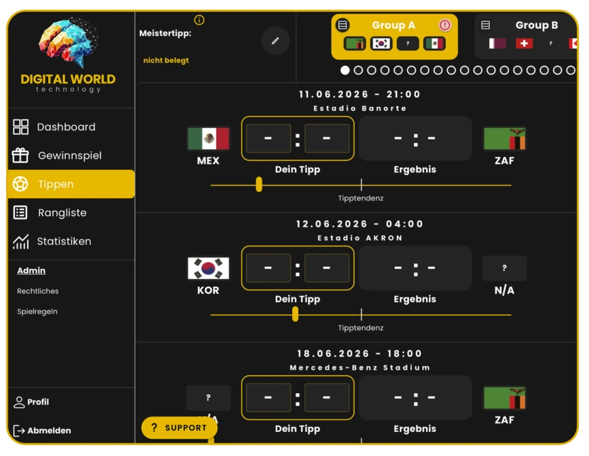 fußball Tippspiel für Unternehmen tippen in der App zur WM 2026
