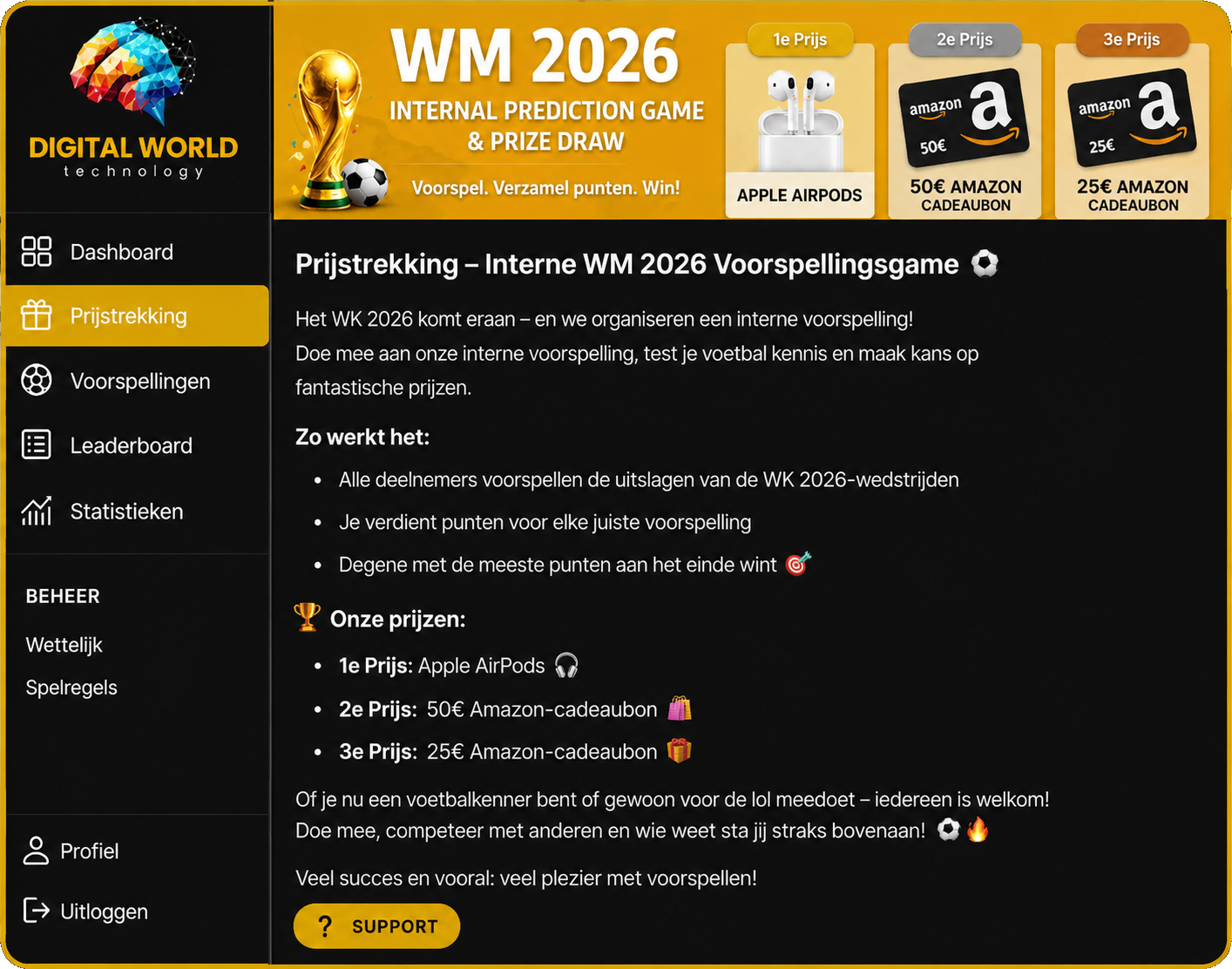 digitales App Fußball Tippspiel für Firma Statistik Screen