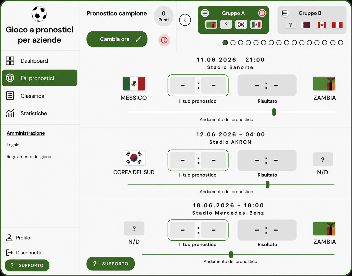 digitales App Fußball Tippspiel für Firma Statistik Screen
