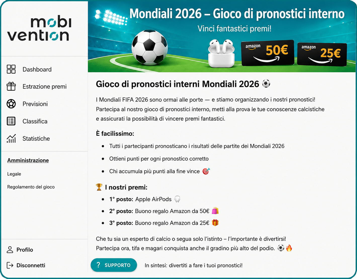 tippspiel für Unternehmen Fußball WM 2026 mit Gewinnspiel