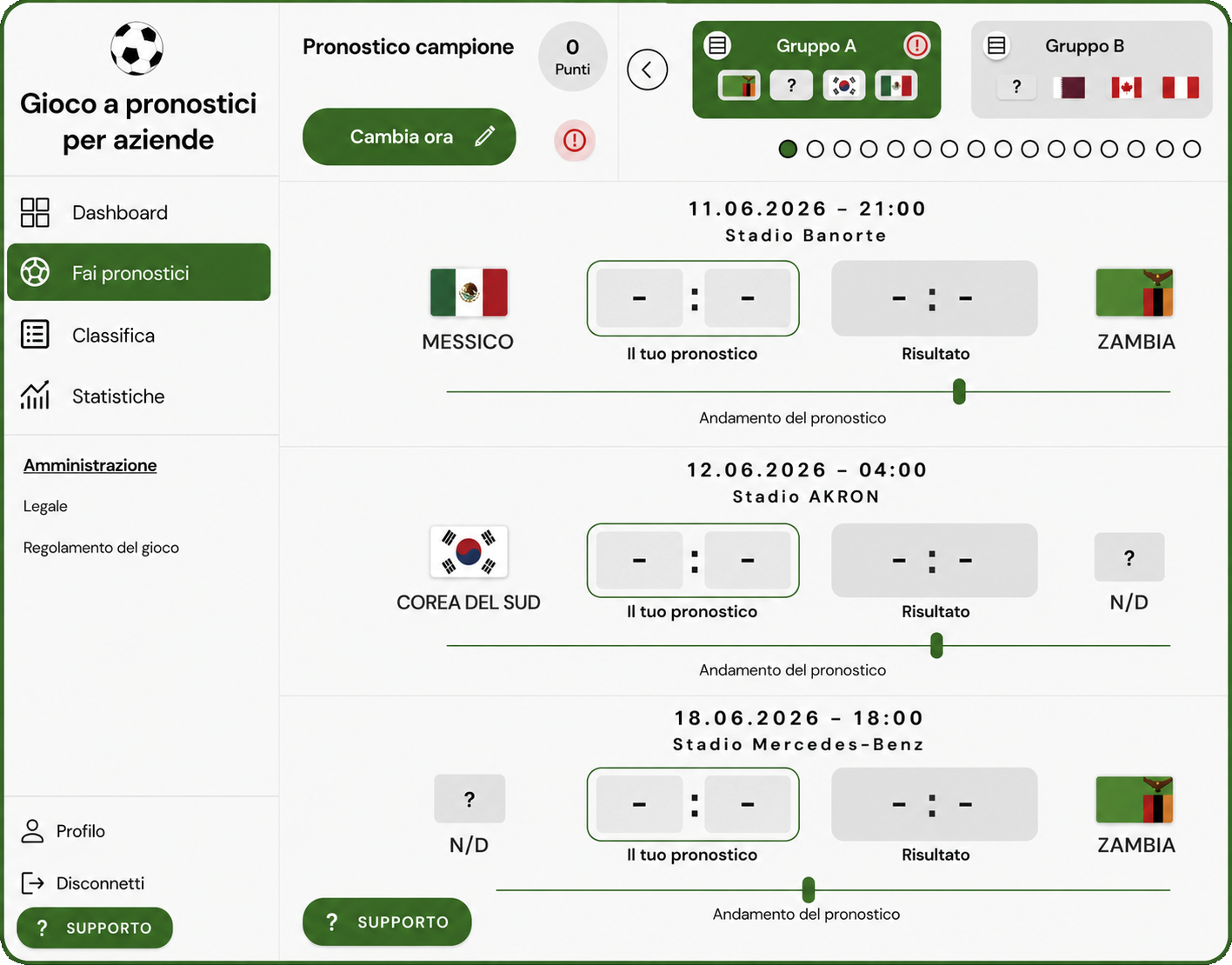 digitales App Fußball Tippspiel für Firma Statistik Screen