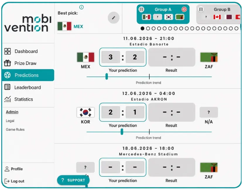 fußball Tippspiel für Unternehmen tippen in der App zur WM 2026